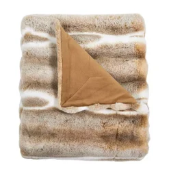 Home Soft Things Tip Dying Two Tone Faux Fur Throw Blanket -Bedding Shop 7557689 Brown White