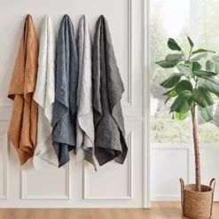 Levtex Home Washed Linen Denim Blue Quilted Throw Blanket -Bedding Shop 7574035 ALT3