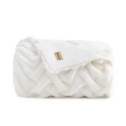 Bearpaw Claire Faux Fur Throw Blanket -Bedding Shop 7616141 Ivory