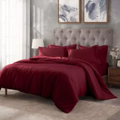 SUPERIOR 400 Thread Count Egyptian Cotton Solid Duvet Cover Set -Bedding Shop 7626558 Burgundy