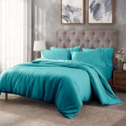 SUPERIOR 400 Thread Count Egyptian Cotton Solid Duvet Cover Set -Bedding Shop 7626558 Teal