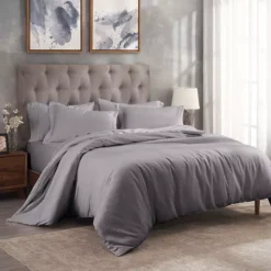 SUPERIOR 300 Thread Count Modal From Beechwood Lightweight Cooling Solid Duvet Cover Set 27 SUPERIOR 300 Thread Count Modal From Beechwood Lightweight Cooling Solid Duvet Cover Set -Bedding Shop 7627432 Gray