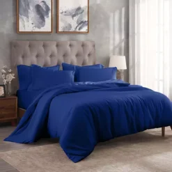 SUPERIOR 300 Thread Count Modal From Beechwood Lightweight Cooling Solid Duvet Cover Set 23 SUPERIOR 300 Thread Count Modal From Beechwood Lightweight Cooling Solid Duvet Cover Set -Bedding Shop 7627432 Navy Blue
