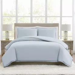Borghese Roma 400 Thread Count Percale Cotton Duvet 3 Piece Set -Bedding Shop 7628001 Light Blue