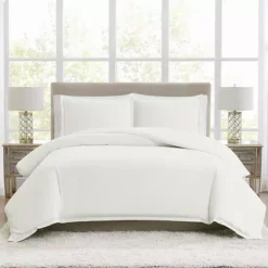 Borghese Roma 400 Thread Count Percale Cotton Duvet 3 Piece Set -Bedding Shop 7628001 White 1