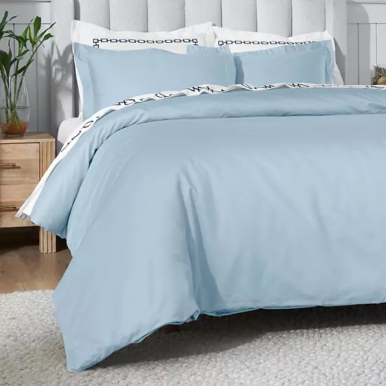 SUPERIOR 650 Thread Count Egyptian Cotton Solid Duvet Cover Set 10 SUPERIOR 650 Thread Count Egyptian Cotton Solid Duvet Cover Set - Image 10