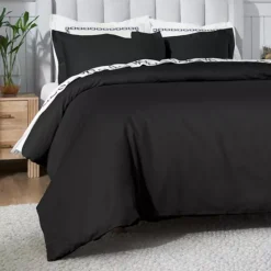 SUPERIOR 650 Thread Count Egyptian Cotton Solid Duvet Cover Set 29 SUPERIOR 650 Thread Count Egyptian Cotton Solid Duvet Cover Set -Bedding Shop 7628083 Black