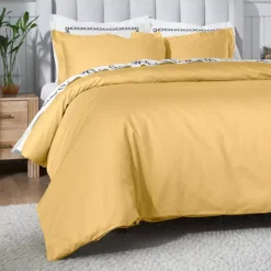 SUPERIOR 650 Thread Count Egyptian Cotton Solid Duvet Cover Set 30 SUPERIOR 650 Thread Count Egyptian Cotton Solid Duvet Cover Set -Bedding Shop 7628083 Gold