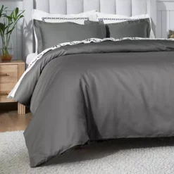 SUPERIOR 650 Thread Count Egyptian Cotton Solid Duvet Cover Set 22 SUPERIOR 650 Thread Count Egyptian Cotton Solid Duvet Cover Set -Bedding Shop 7628083 Gray