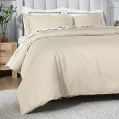 SUPERIOR 650 Thread Count Egyptian Cotton Solid Duvet Cover Set 24 SUPERIOR 650 Thread Count Egyptian Cotton Solid Duvet Cover Set -Bedding Shop 7628083 Ivory