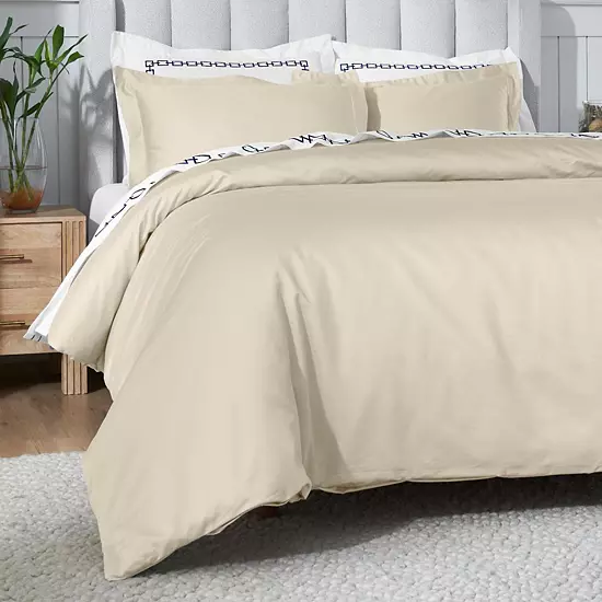 SUPERIOR 650 Thread Count Egyptian Cotton Solid Duvet Cover Set 8 SUPERIOR 650 Thread Count Egyptian Cotton Solid Duvet Cover Set - Image 8