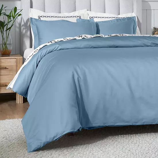 SUPERIOR 650 Thread Count Egyptian Cotton Solid Duvet Cover Set 16 SUPERIOR 650 Thread Count Egyptian Cotton Solid Duvet Cover Set - Image 16