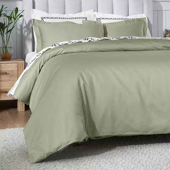 SUPERIOR 650 Thread Count Egyptian Cotton Solid Duvet Cover Set 12 SUPERIOR 650 Thread Count Egyptian Cotton Solid Duvet Cover Set - Image 12