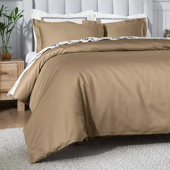 SUPERIOR 650 Thread Count Egyptian Cotton Solid Duvet Cover Set 11 SUPERIOR 650 Thread Count Egyptian Cotton Solid Duvet Cover Set - Image 11