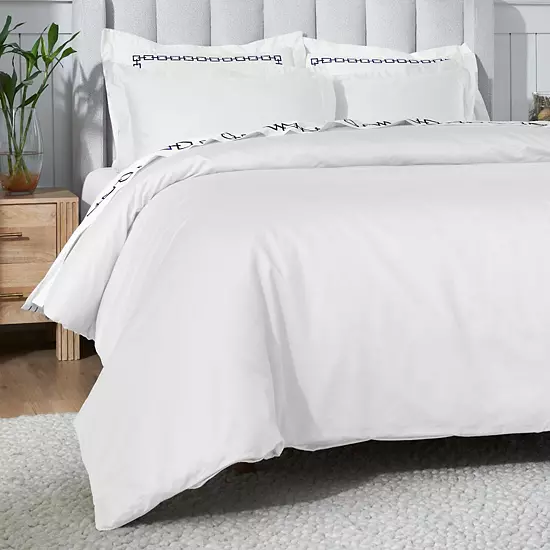 SUPERIOR 650 Thread Count Egyptian Cotton Solid Duvet Cover Set 4 SUPERIOR 650 Thread Count Egyptian Cotton Solid Duvet Cover Set - Image 4