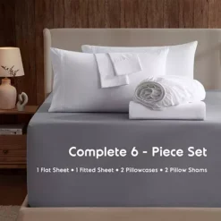 Hearth & Harbor 6 Piece Sheet Set - 21 Inch Deep Pocket Fitted Sheet -Bedding Shop 7650945 ALT4