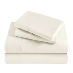 SUPERIOR Modal 300 Thread Count Lightweight Cooling Solid Extra Deep Pocket Bed Sheet Set -Bedding Shop 7669578 Ivory