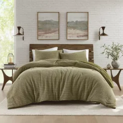 Woolrich Lyon 3 Pc Waffle Washed Cotton Comforter Set