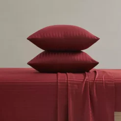 Royal Velvet Signature Dobby Stripe Sheet Set Or Pillowcases -Bedding Shop 7820102 Red