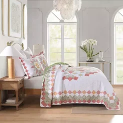 MarCielo 3 Pcs 100% Cotton Vibrant Floral Patchwork Quilt Bedspread Set -Bedding Shop 7829269 ALT4
