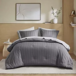 510 Design Logan Woven Striped Comforter Set -Bedding Shop 7829963 Charcoal