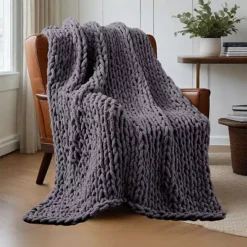 Unikome Ultra-Soft Knit Throw Blanket 50" X 60" -Bedding Shop 7844443 Gray 1