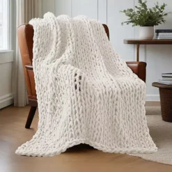 Unikome Ultra-Soft Knit Throw Blanket 50" X 60" -Bedding Shop 7844443 White