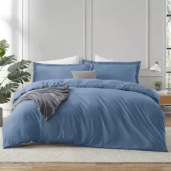 Hearth & Harbor Duvet Cover With Fitted Sheet Soft Double Brushed Bedding Set -Bedding Shop 7847226 Blue Heaven