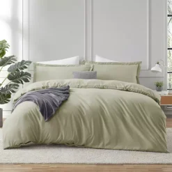 Hearth & Harbor Duvet Cover With Fitted Sheet Soft Double Brushed Bedding Set -Bedding Shop 7847226 Light Sage