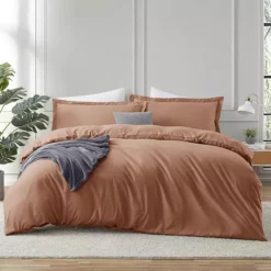 Hearth & Harbor Duvet Cover With Fitted Sheet Soft Double Brushed Bedding Set -Bedding Shop 7847226 Rust