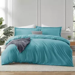 Hearth & Harbor Duvet Cover With Fitted Sheet Soft Double Brushed Bedding Set -Bedding Shop 7847226 Teal