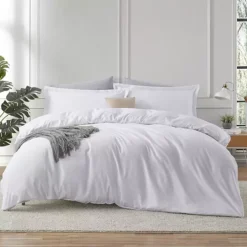 Hearth & Harbor Duvet Cover With Fitted Sheet Soft Double Brushed Bedding Set -Bedding Shop 7847226 White