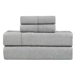 Pointehaven 180 GSM Brushed Cotton Flannel Sheet Set Or Pillowcases -Bedding Shop 7869418 Heather Gray 1