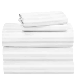 California Design Den Cooling 500 Thread Count Deep Pocket Striped Sheet Set - 100% Cotton Sateen -Bedding Shop 7871828 White Striped